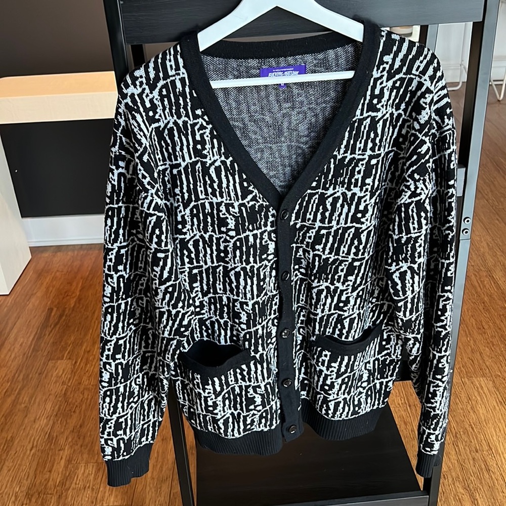 Fucking Awesome Stretched Stamp Allover Print Cardigan